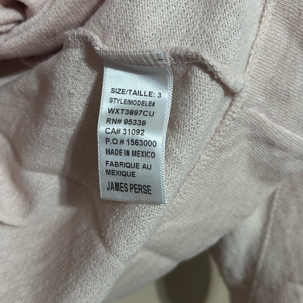 James Perse Soft Pink relaxed V-Neck Long Sleeve Tee Size 3 - Picture 8 of 9